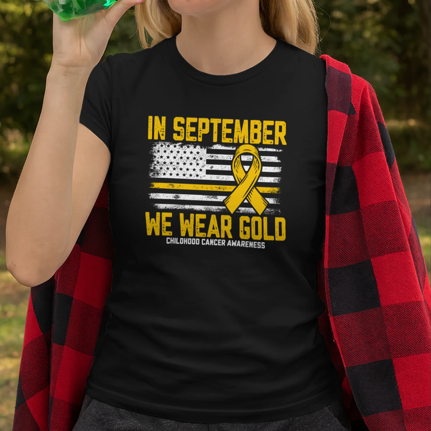 In September we Wear Gold Us Flag Childhood Cancer Awareness