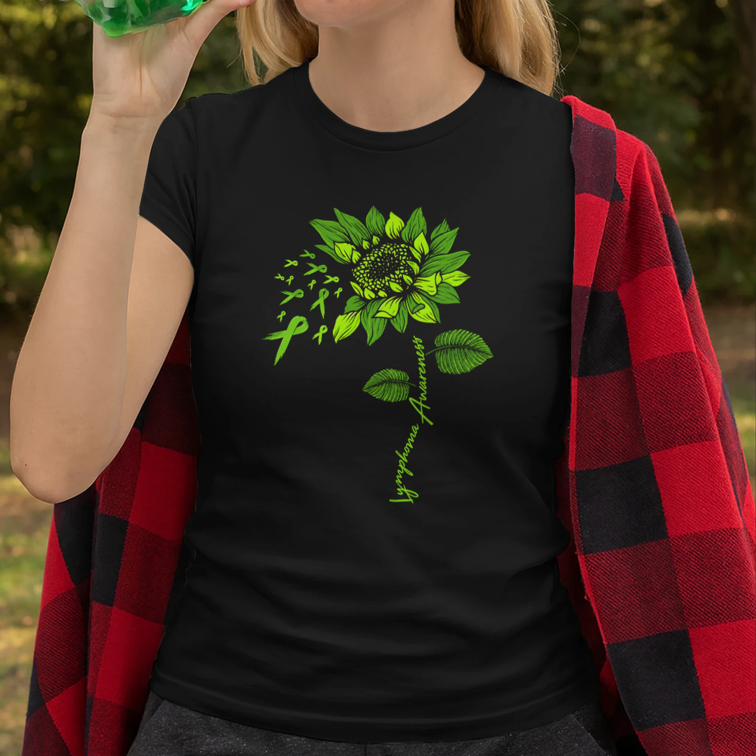 Lymphoma Cancer Awareness Lime Green Ribbon Sunflower Lover