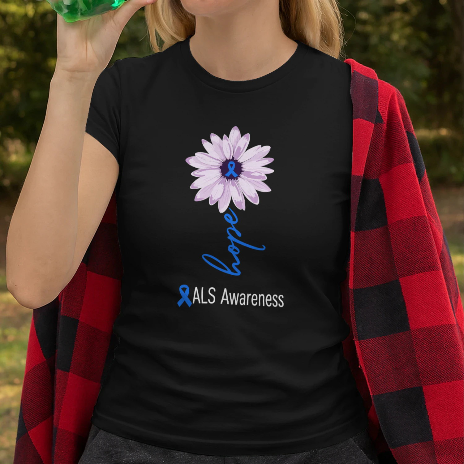 ALS Awareness Month Blue Sunflower Ribbon ALS Warrior
