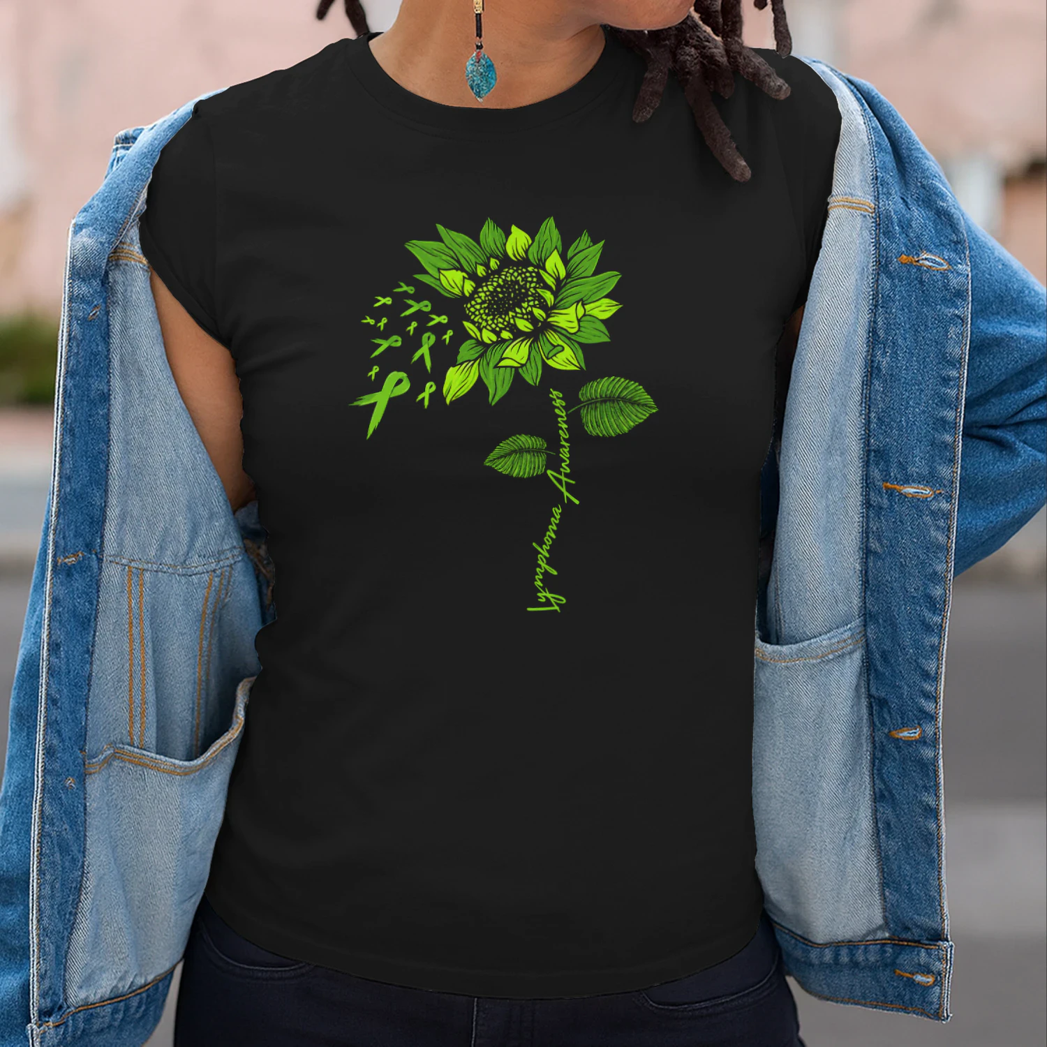 Lymphoma Cancer Awareness Lime Green Ribbon Sunflower Lover