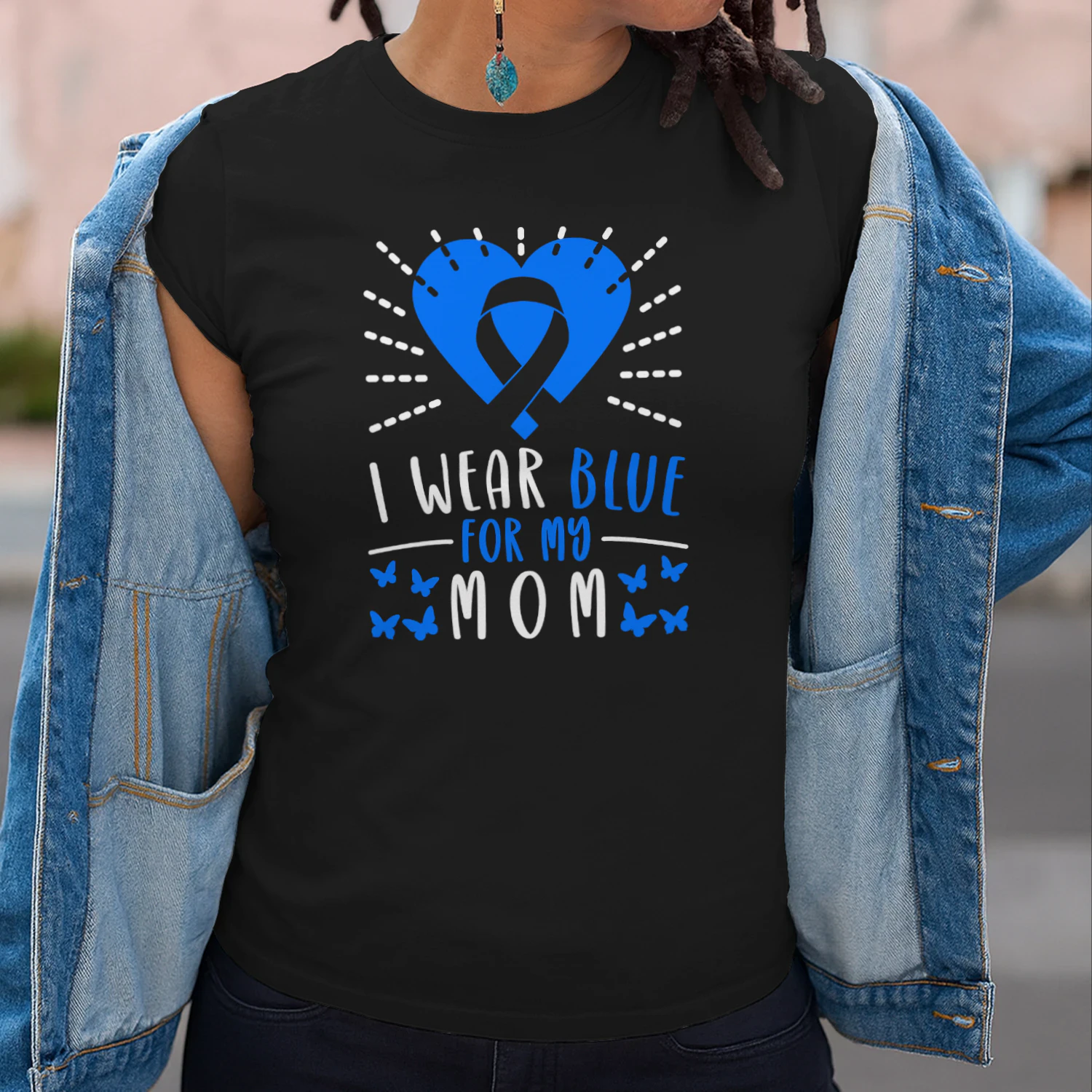 Blue Ribbon I Wear Blue For My Mom