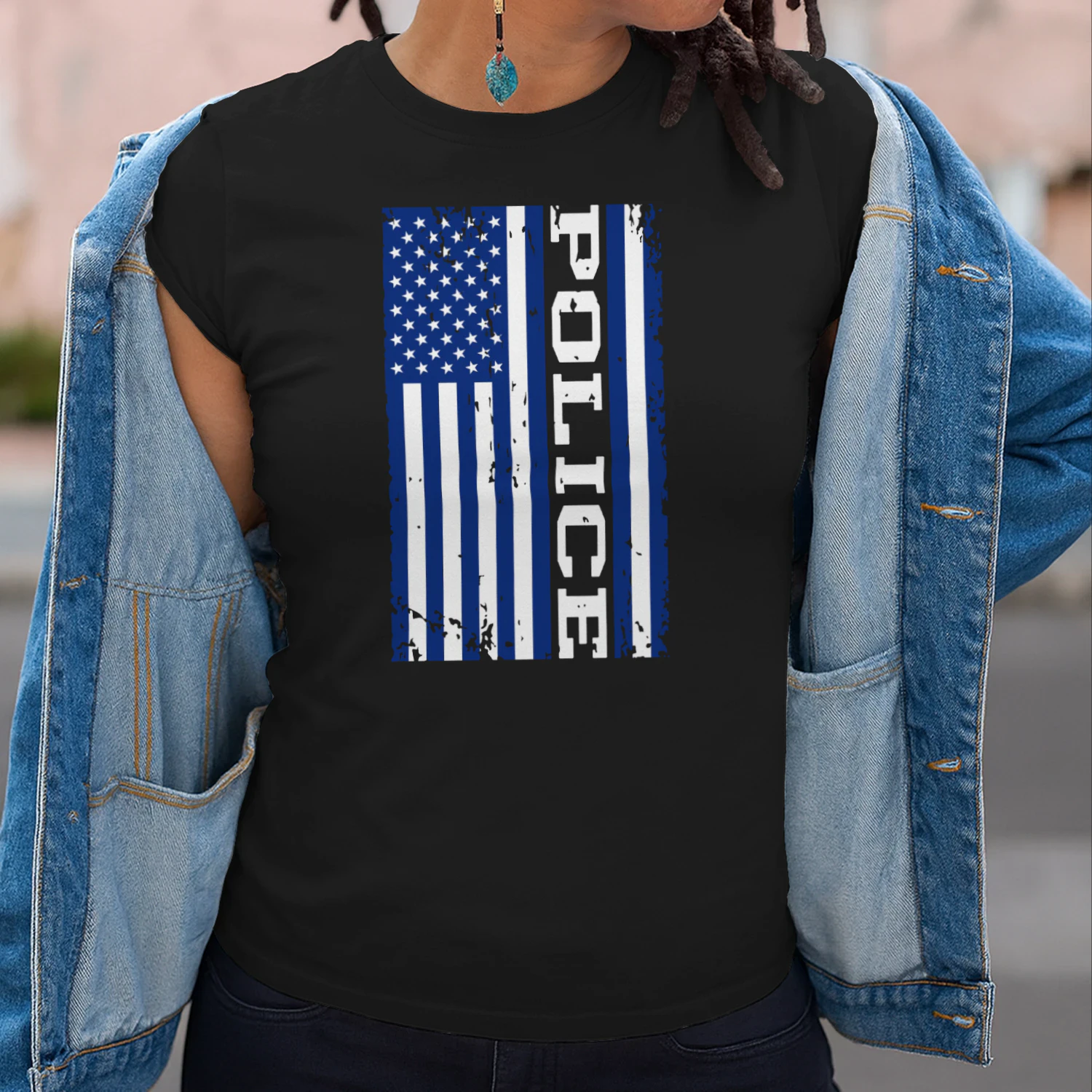 Police Officer Usa American Flag Graphic Police