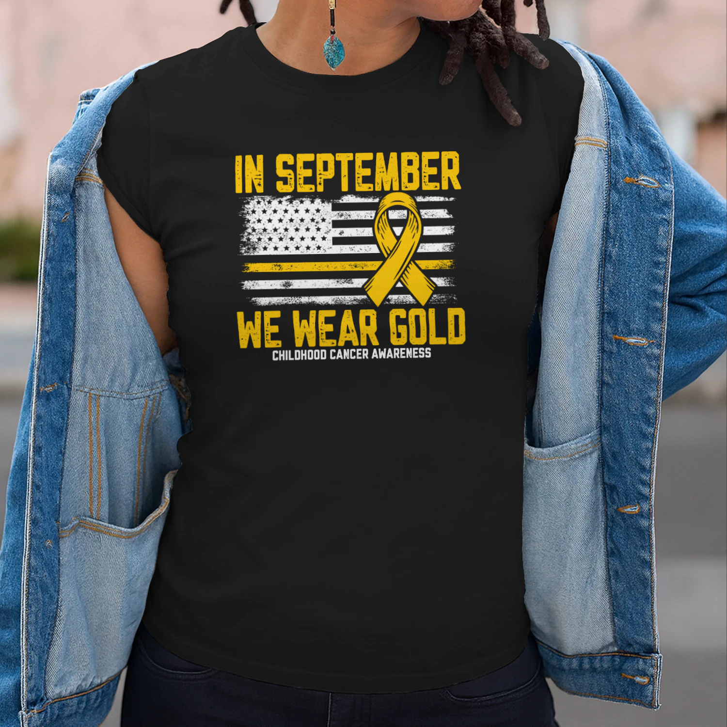 In September we Wear Gold Us Flag Childhood Cancer Awareness
