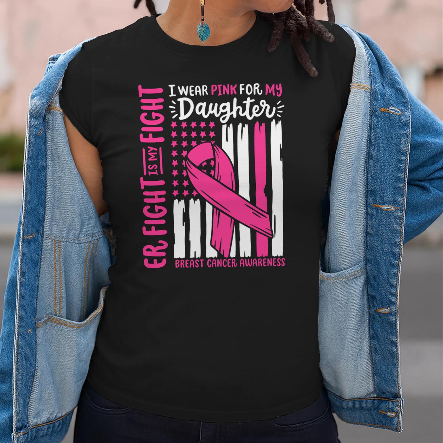 Breast Cancer Flag I Wear Pink Daughter Her Fight My Fight Breast Cancer