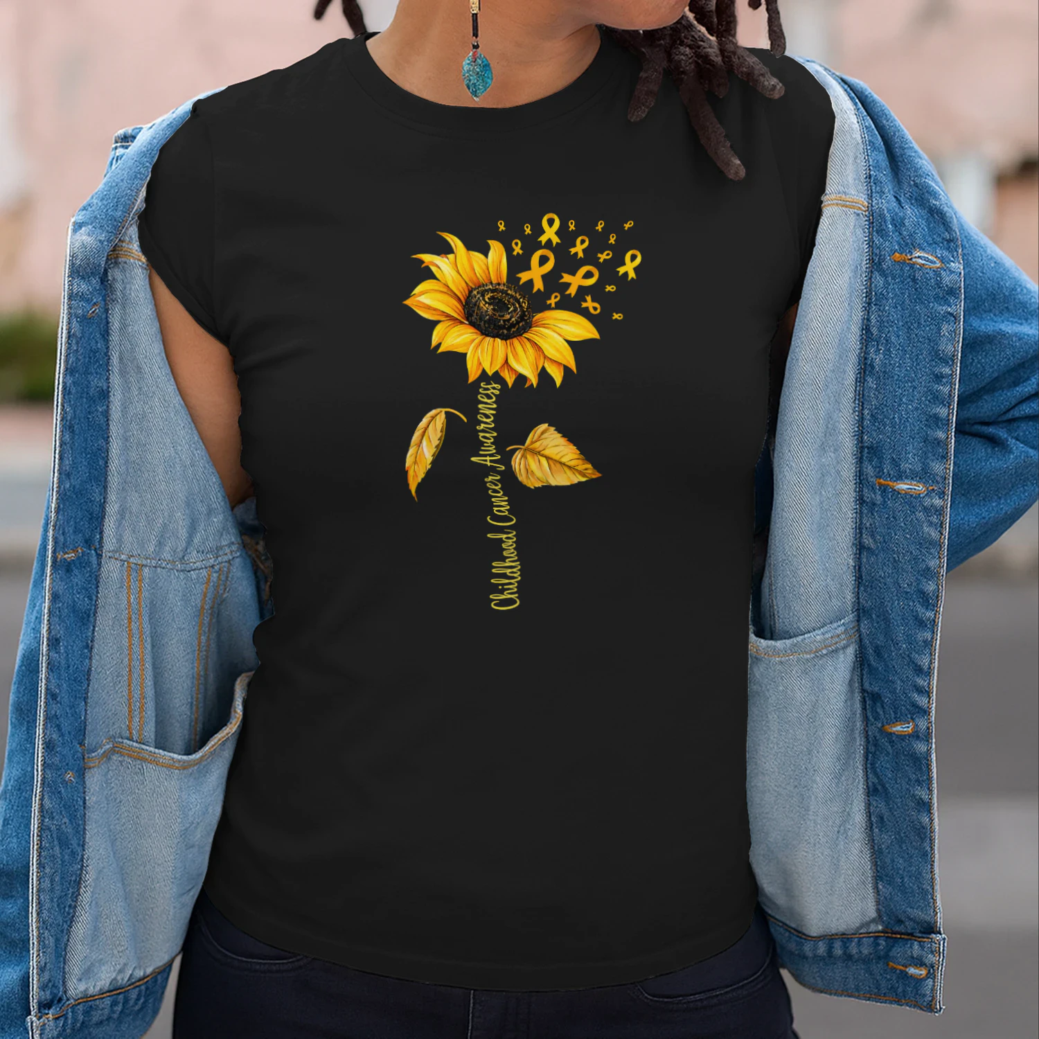 Support Childhood Cancer Awareness Sunflower Gold Ribbon