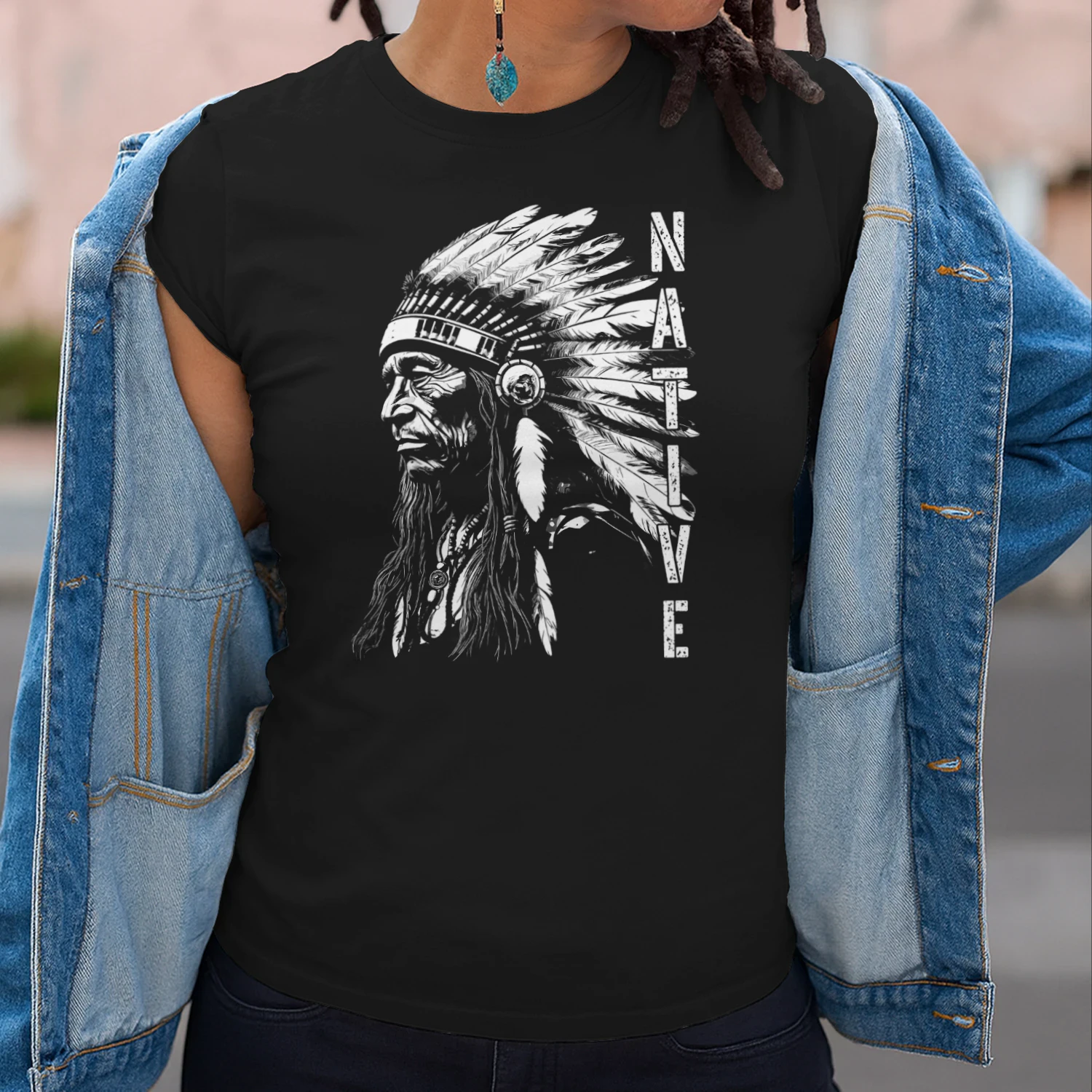 Vintage Native American Day Indian Headdress Indigenous Men
