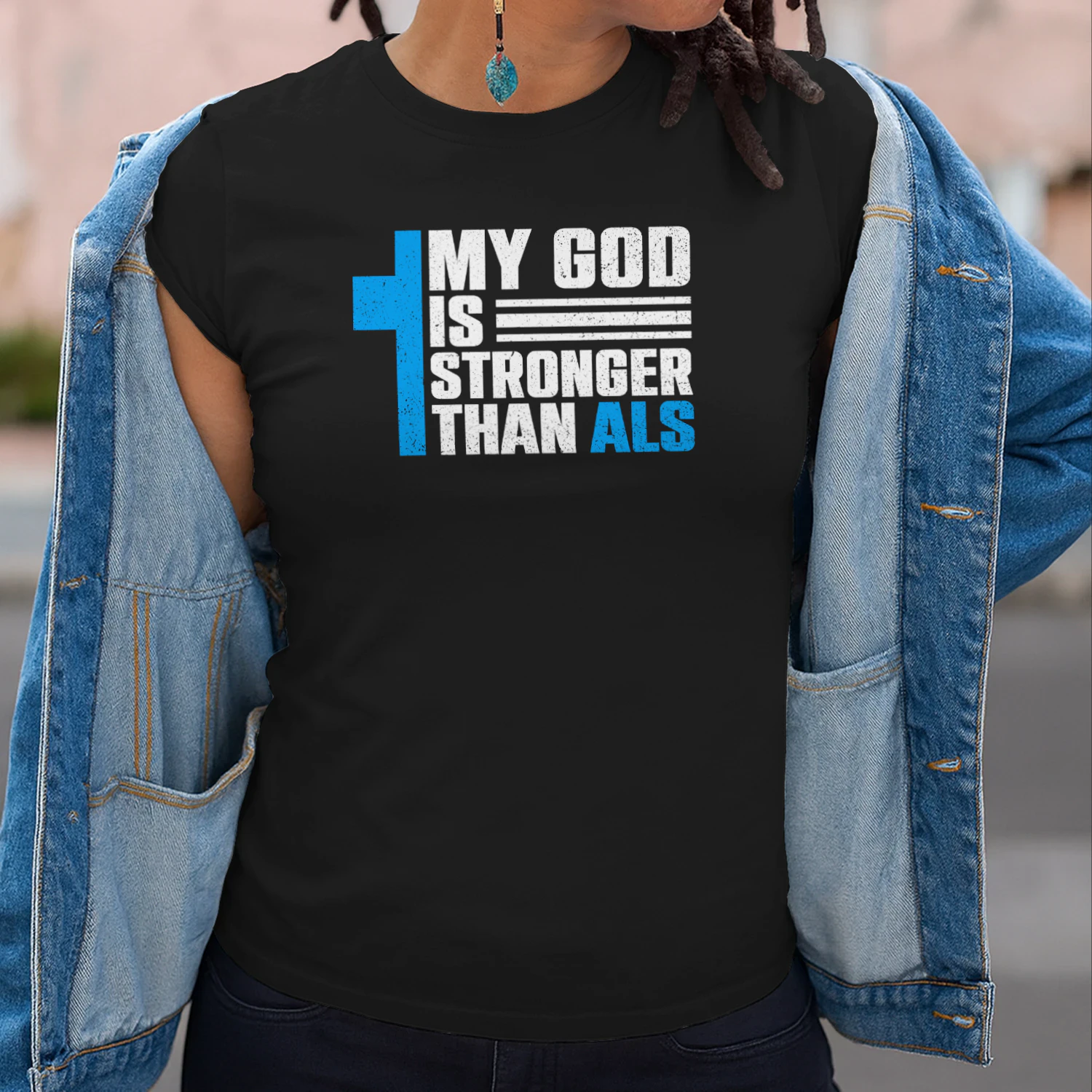 My God Is Stronger Than ALS ALS Awareness Month Ribbon
