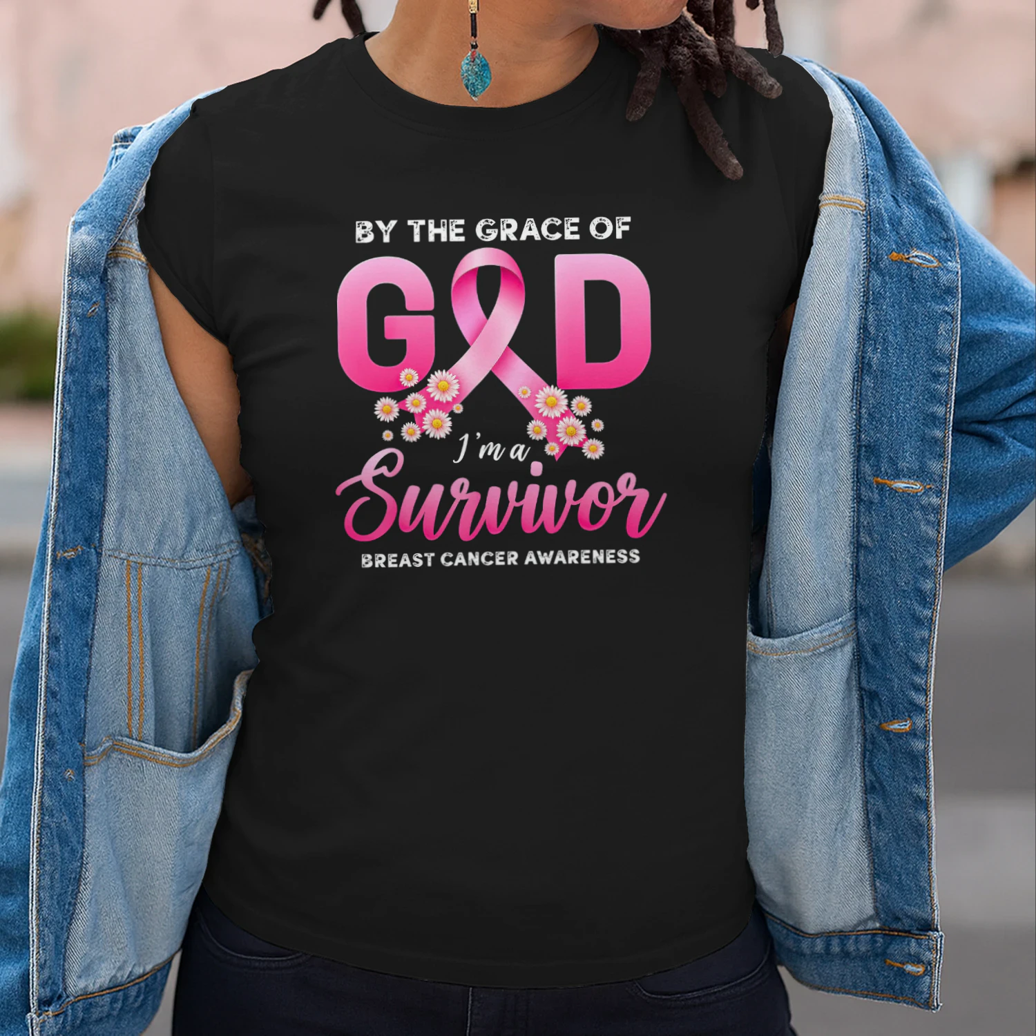 By The Grace of God I'm A Survivor Breast Cancer Awareness