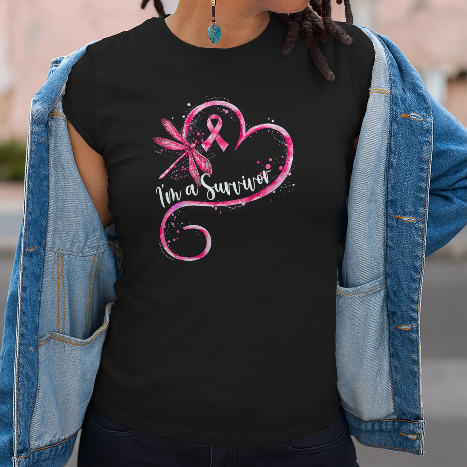 I'm A Survivor Breast Cancer Awareness Dragonfly Heart