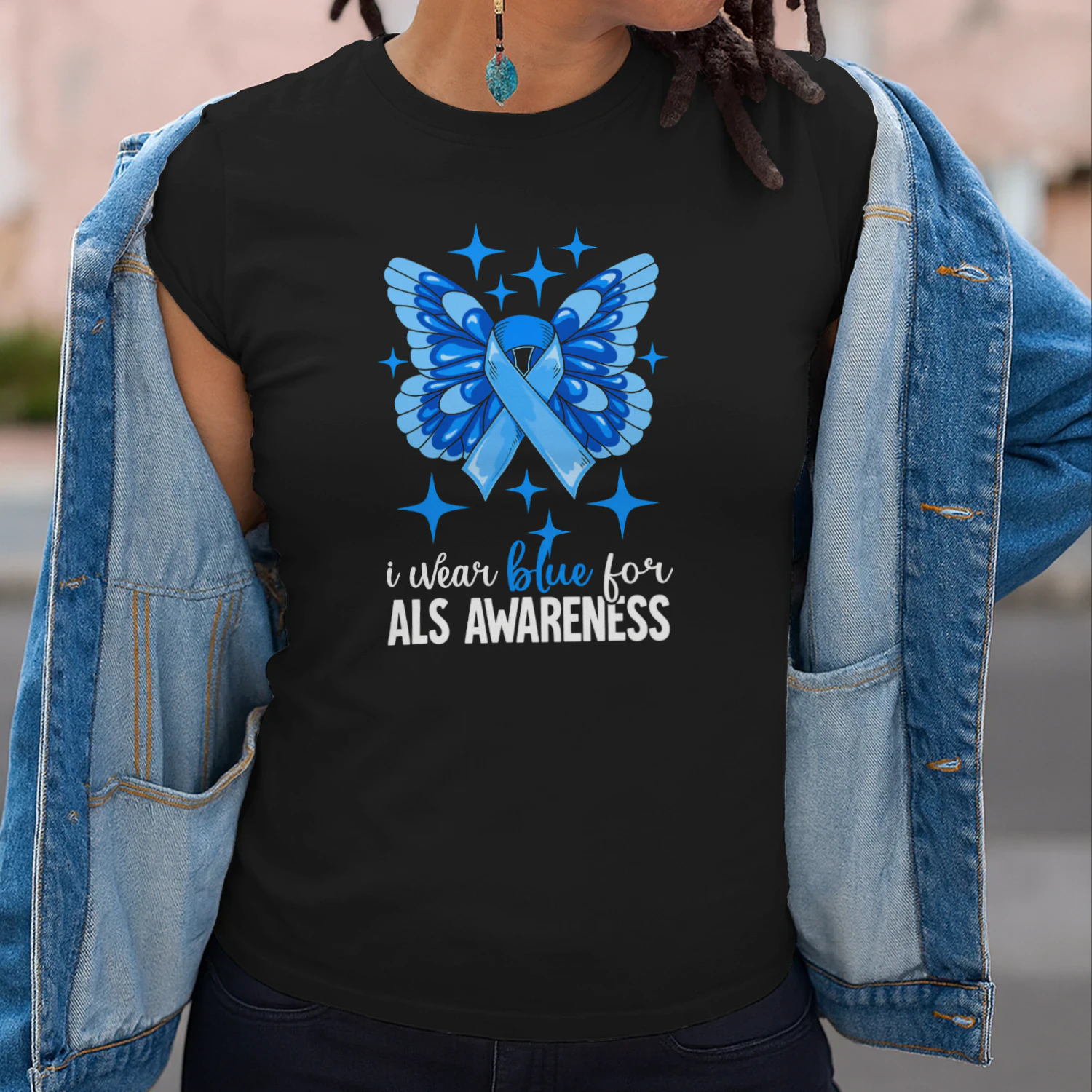 I Wear Blue For ALS Awareness