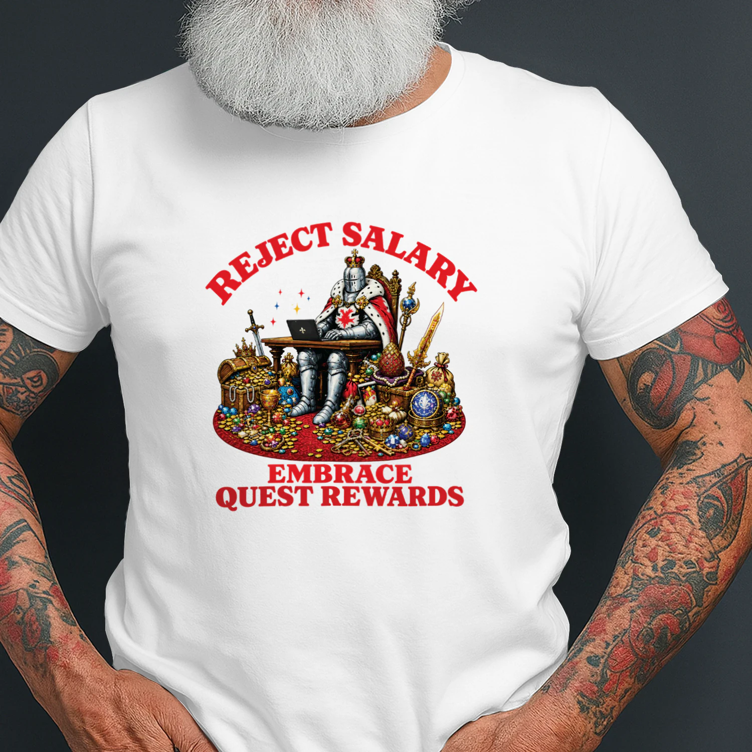 Reject Salary Embrace Quest Rewards Knight Laptop shirt
