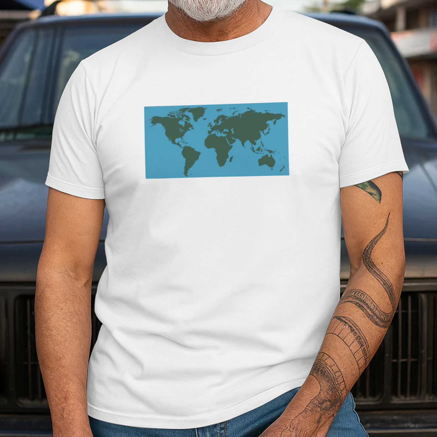 World Map Continents Green And Blue Ocean shirt