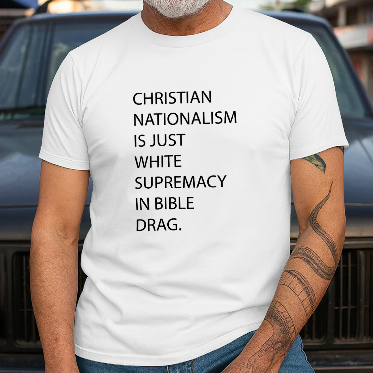 Nationalism Is Just White Supremacy In Bible Drag Shirt