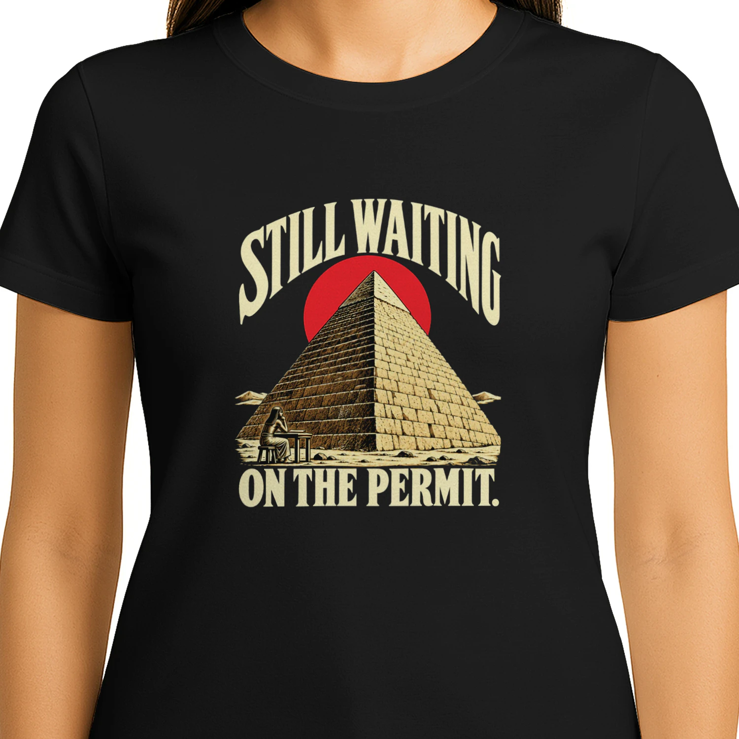 Still Waiting on the Permit pyramid construction shirt