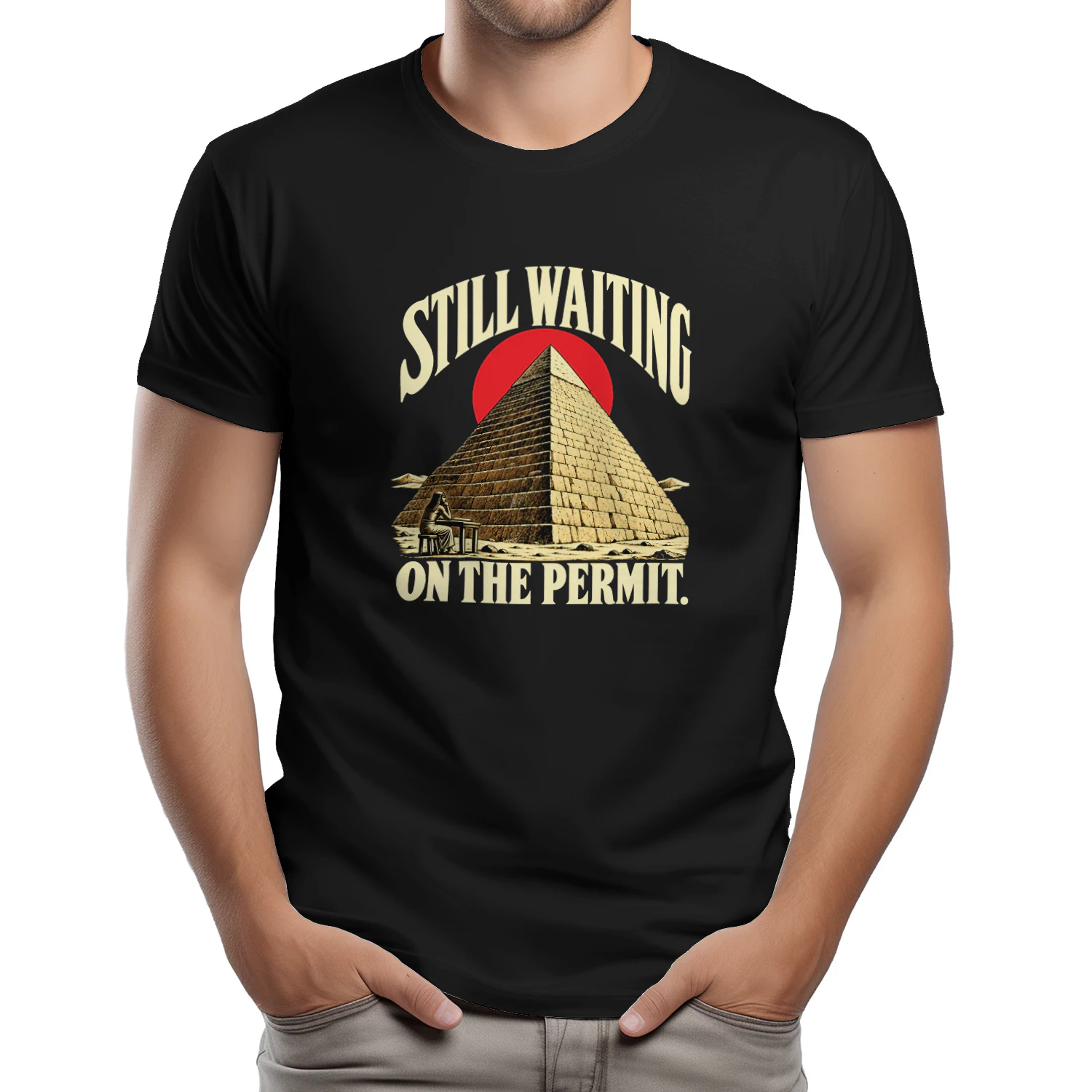 Still Waiting on the Permit pyramid construction shirt