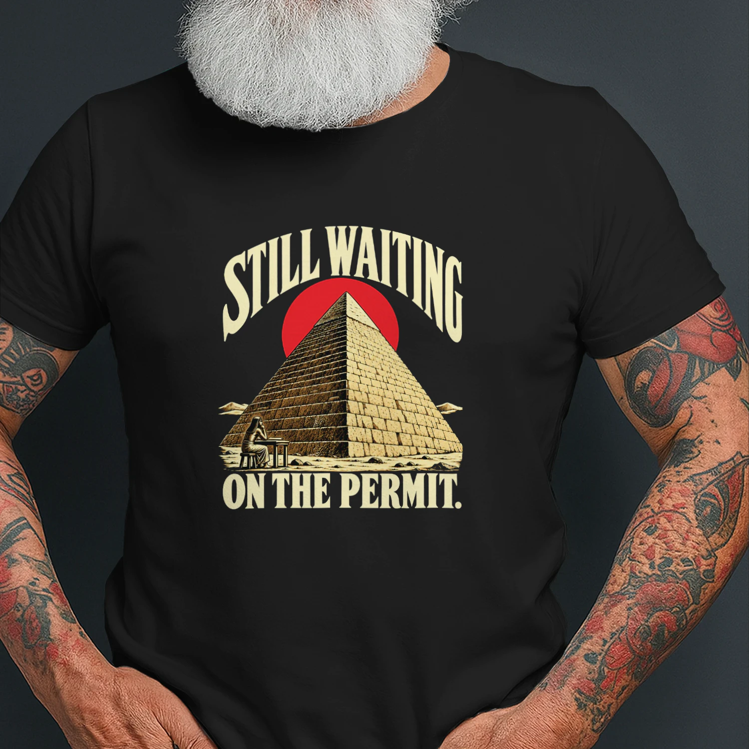 Still Waiting on the Permit pyramid construction shirt