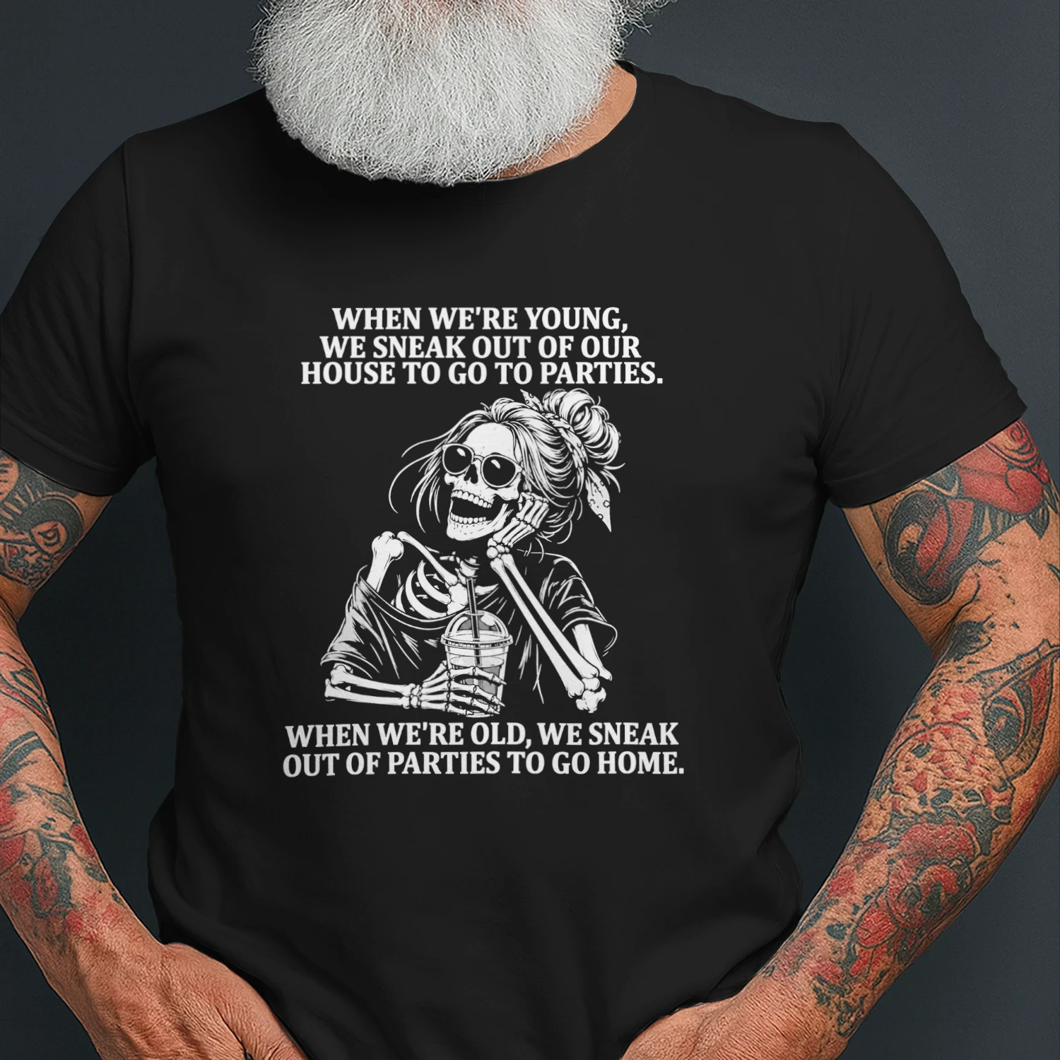 Skeleton Girl when we’re young we sneak out of your house to go to parties shirt