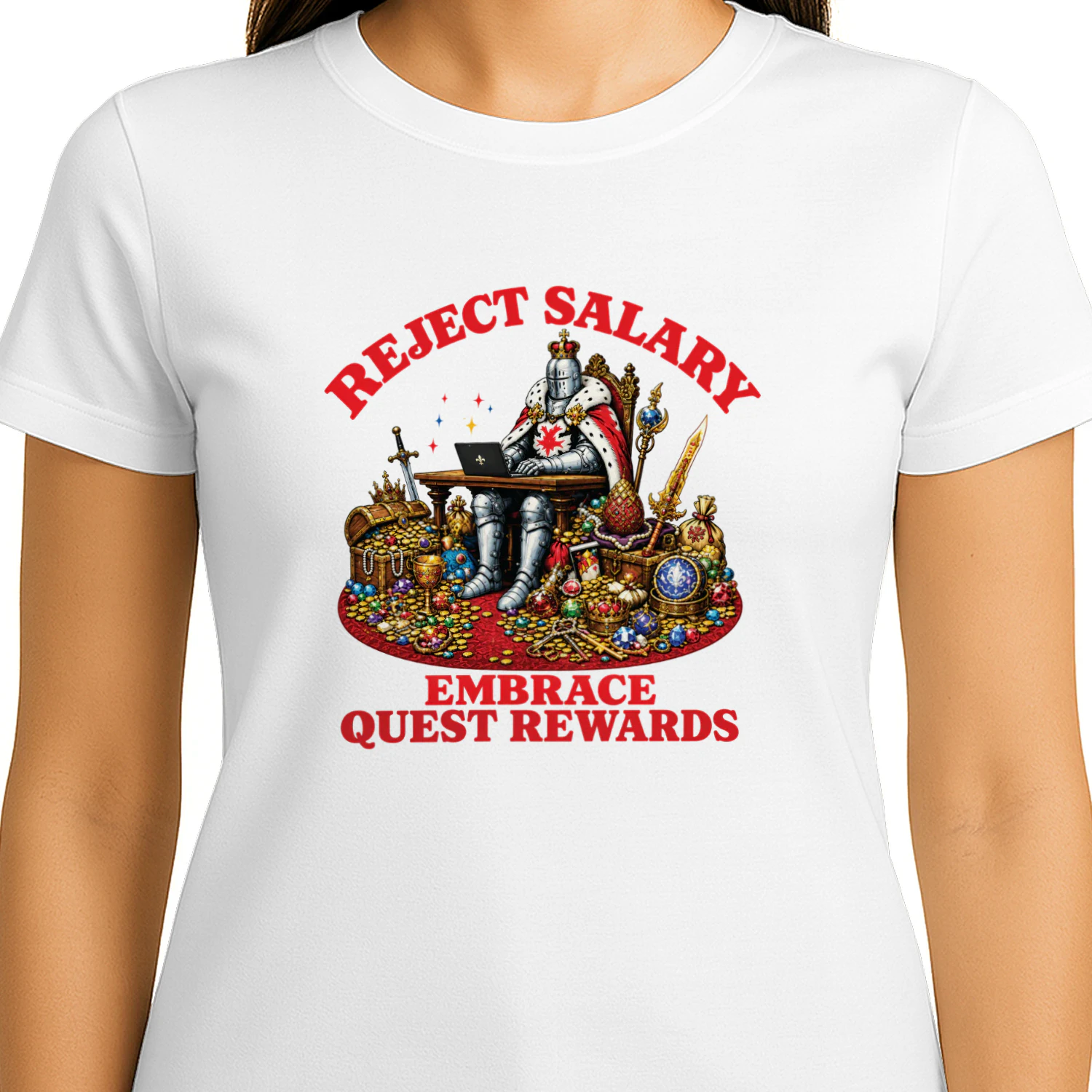 Reject Salary Embrace Quest Rewards Knight Laptop shirt