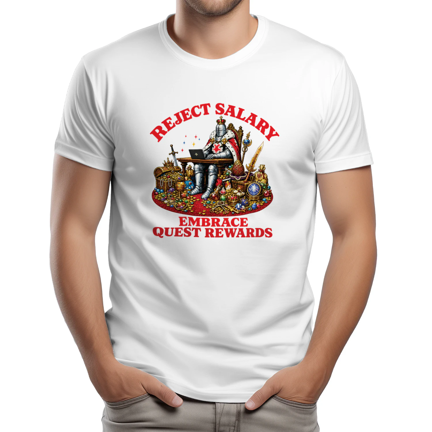 Reject Salary Embrace Quest Rewards Knight Laptop shirt