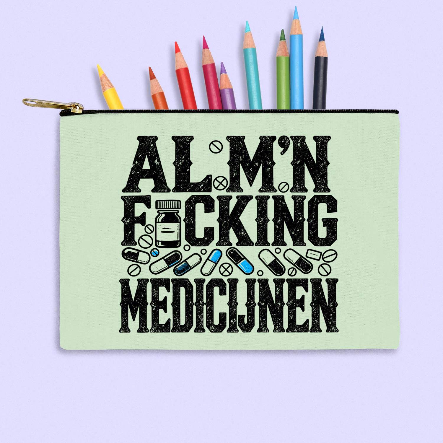 All My Fucking Meds Tasje – Grappig Medicijntasje & Make-up Pouch met Rits