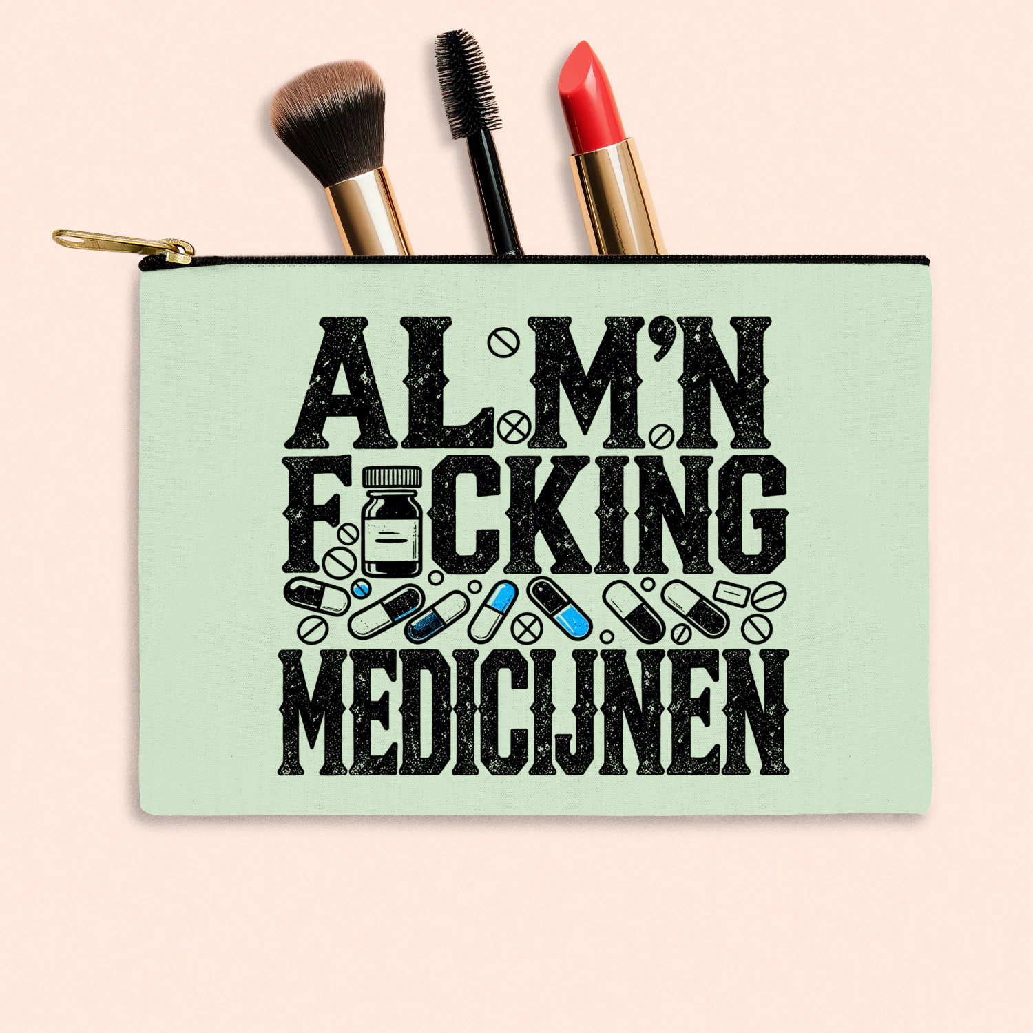 All My Fucking Meds Tasje – Grappig Medicijntasje & Make-up Pouch met Rits