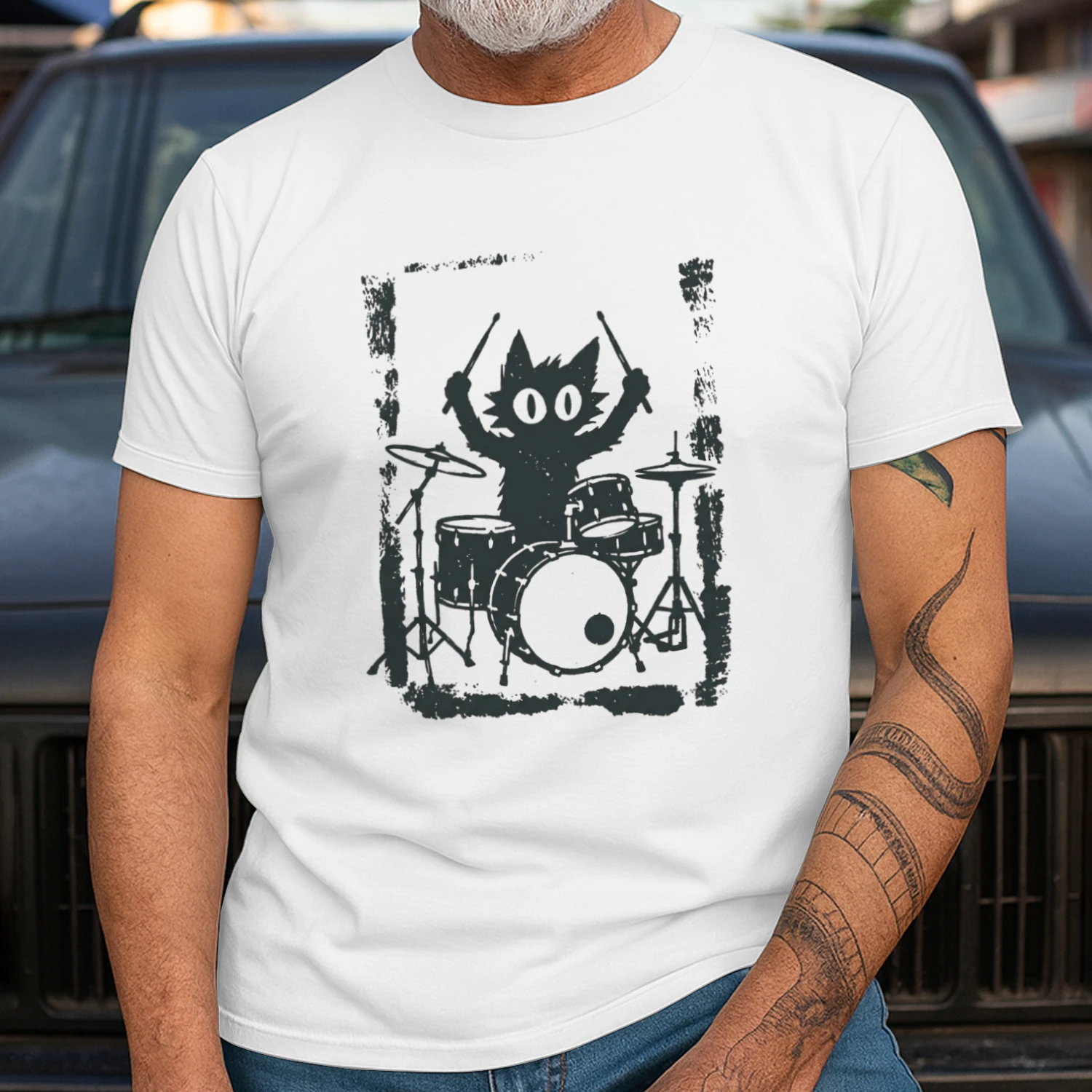 Rocker Cat Musician Gift T-Shirt