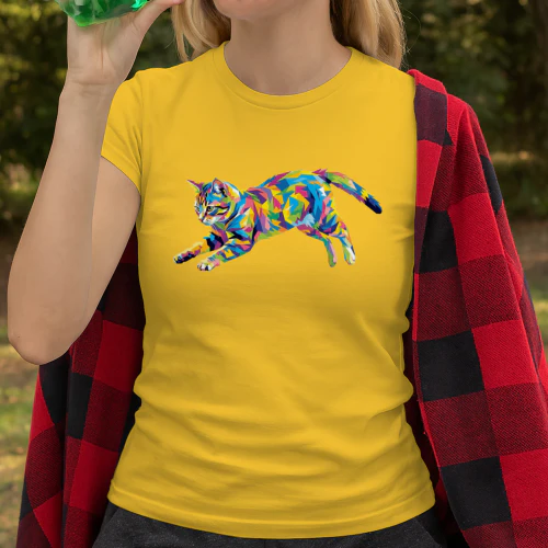 Colorful Pop Art Leaping cat