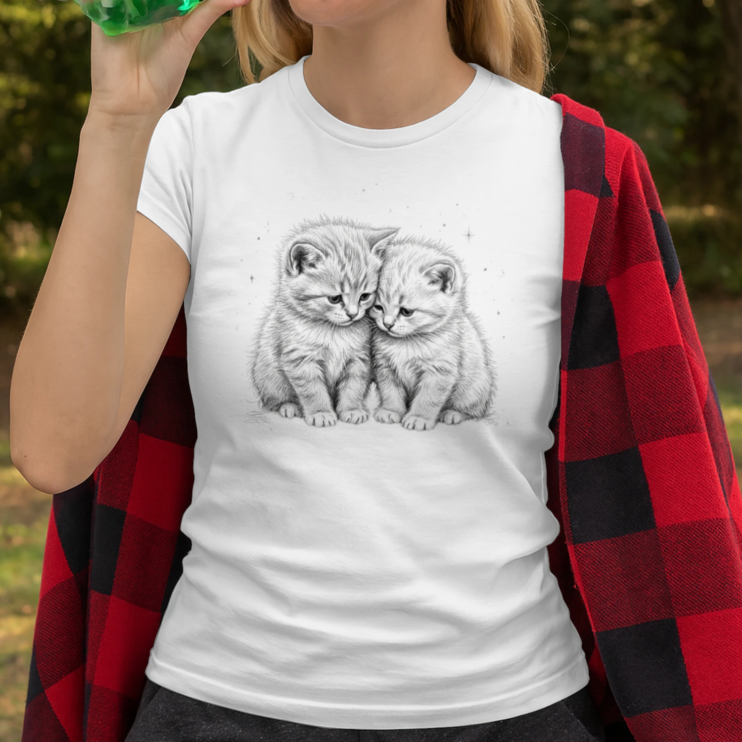Cute Two Kittens Cuddling Graphic T-Shirt