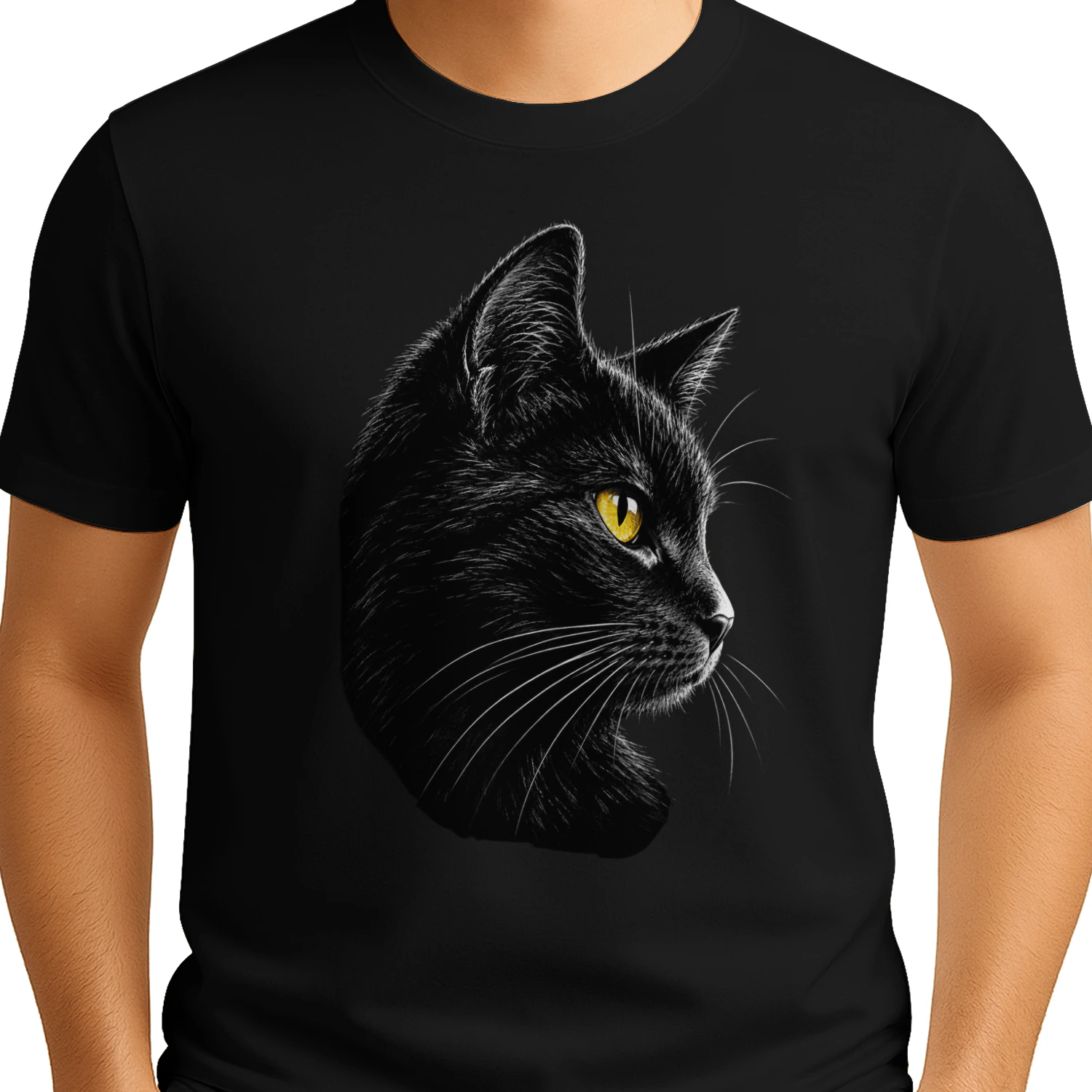 Realistic Black Cat Portrait T-Shirt