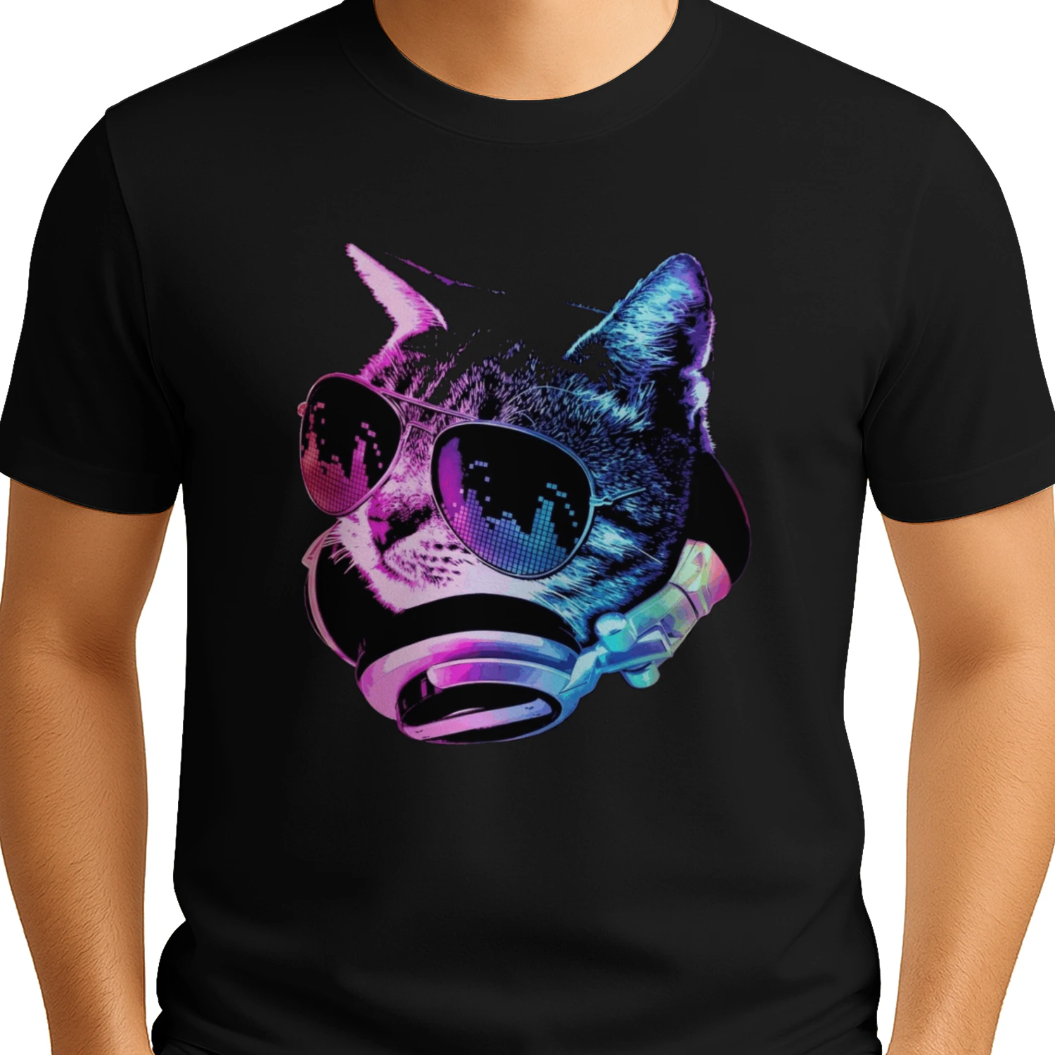 DJ Cat Headphones Sunglasses T-Shirt