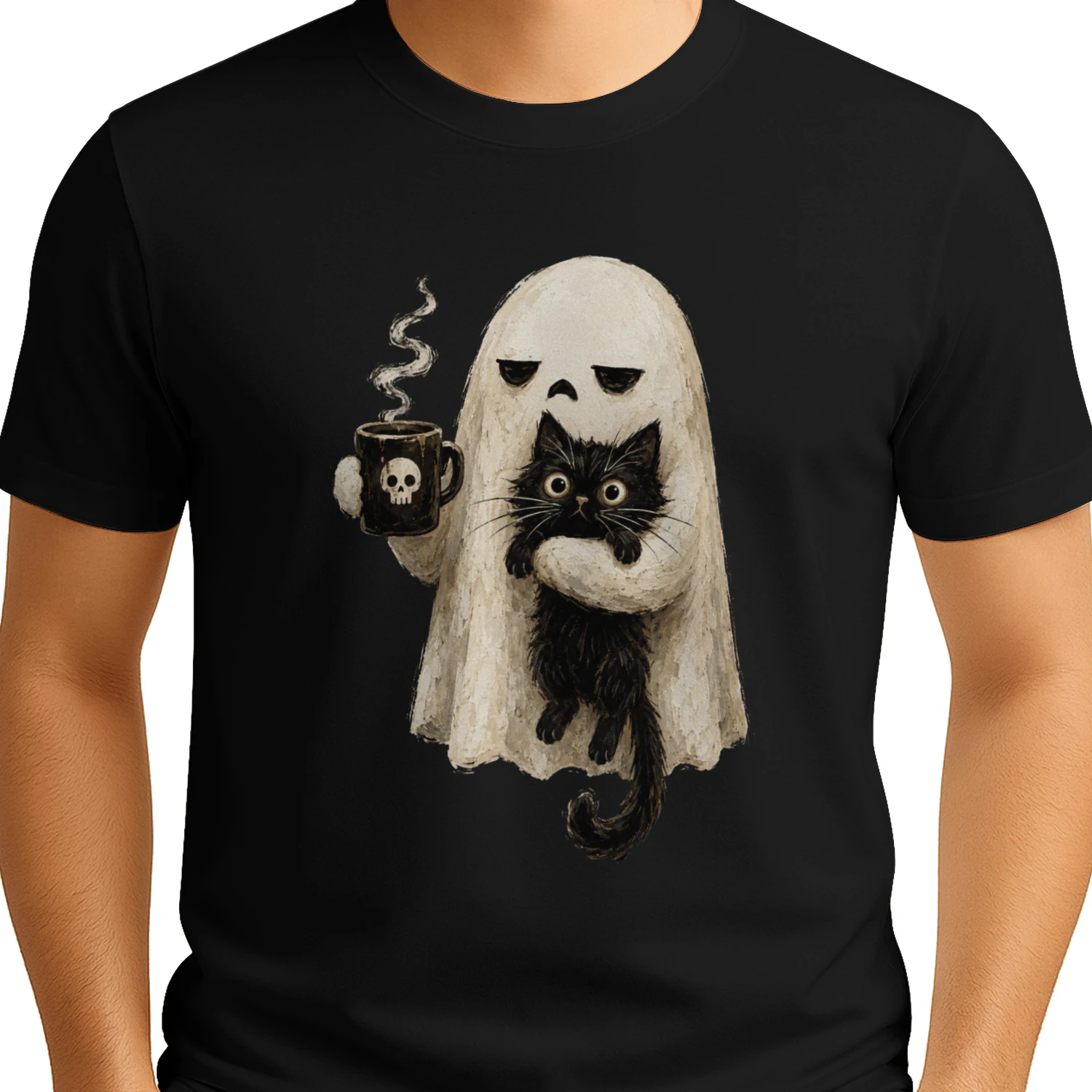 Ghost Black Cat Halloween Design