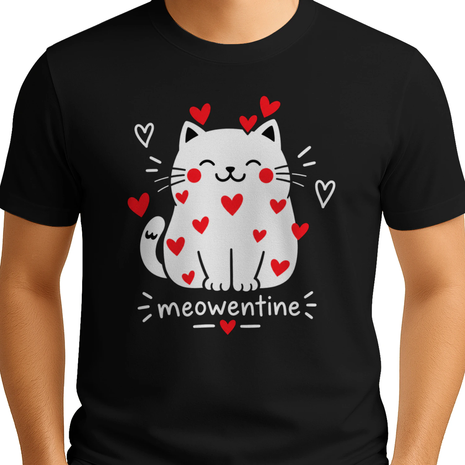Funny Meowentine Cat Shirt – Cute Valentine Hearts for Cat Lovers