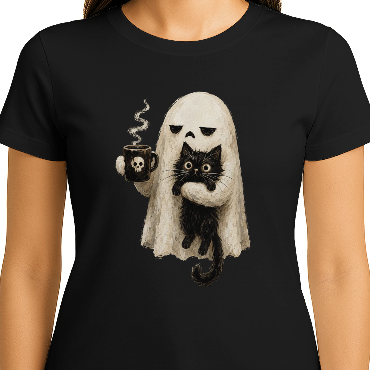 Ghost Black Cat Halloween Design