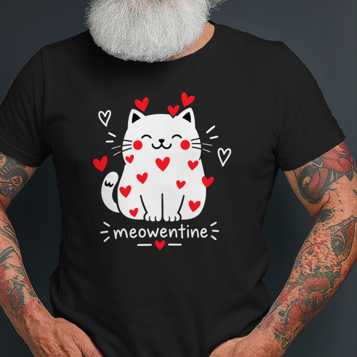 Funny Meowentine Cat Shirt – Cute Valentine Hearts for Cat Lovers