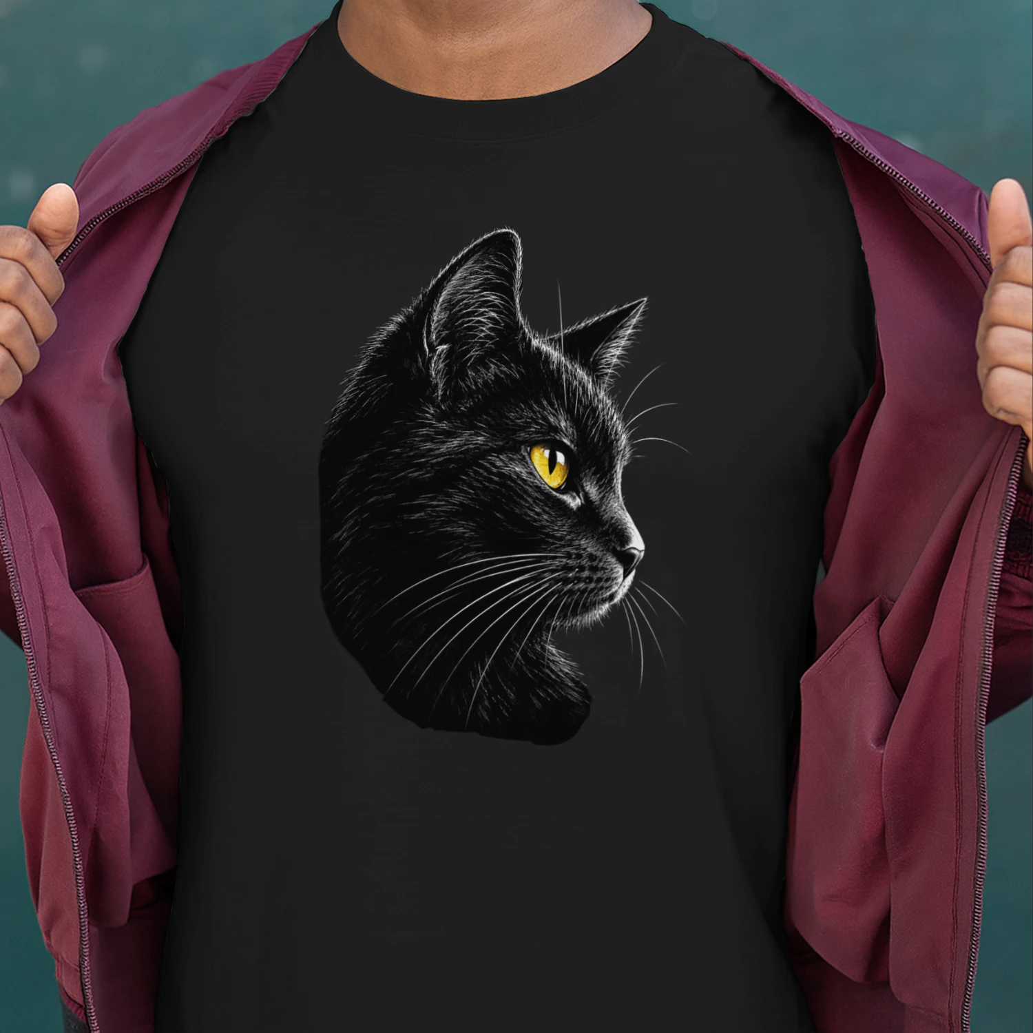 Realistic Black Cat Portrait T-Shirt
