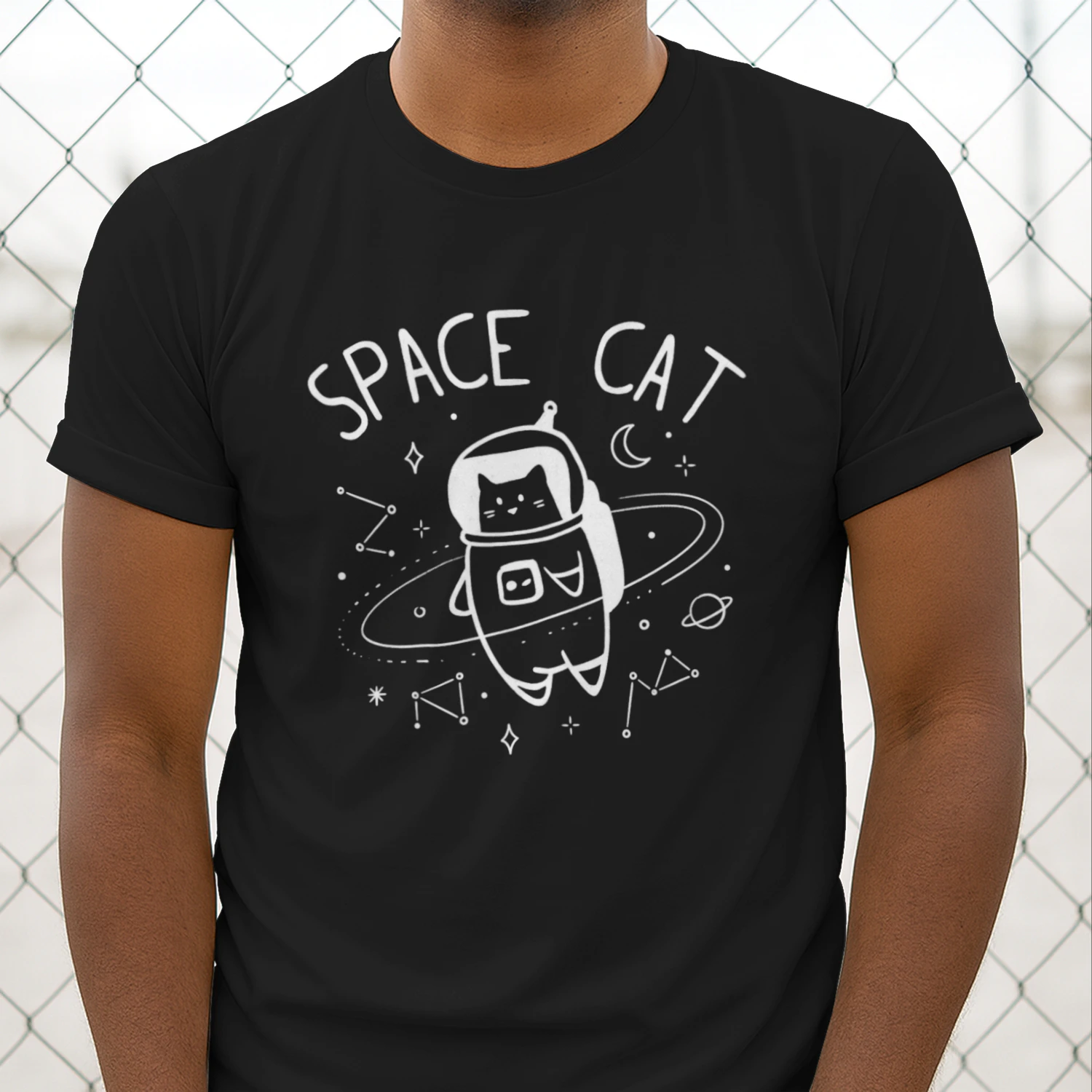 Retro Space Cat Astronaut Graphic T-Shirt