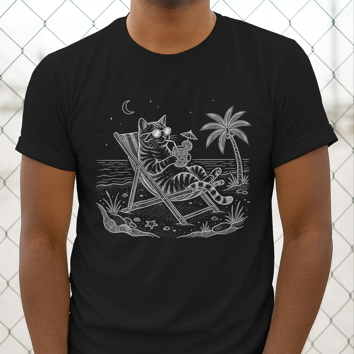 Cool Cat Beach Vacation Graphic T-Shirt