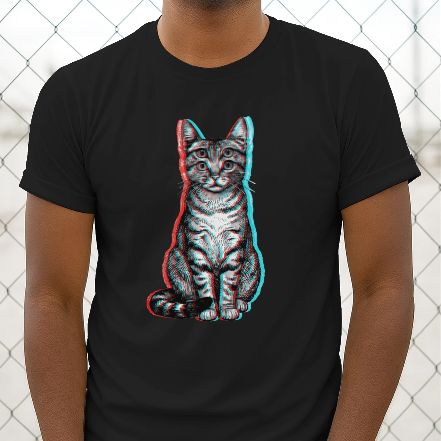 Psychedelic 3D Cat Graphic T-Shirt