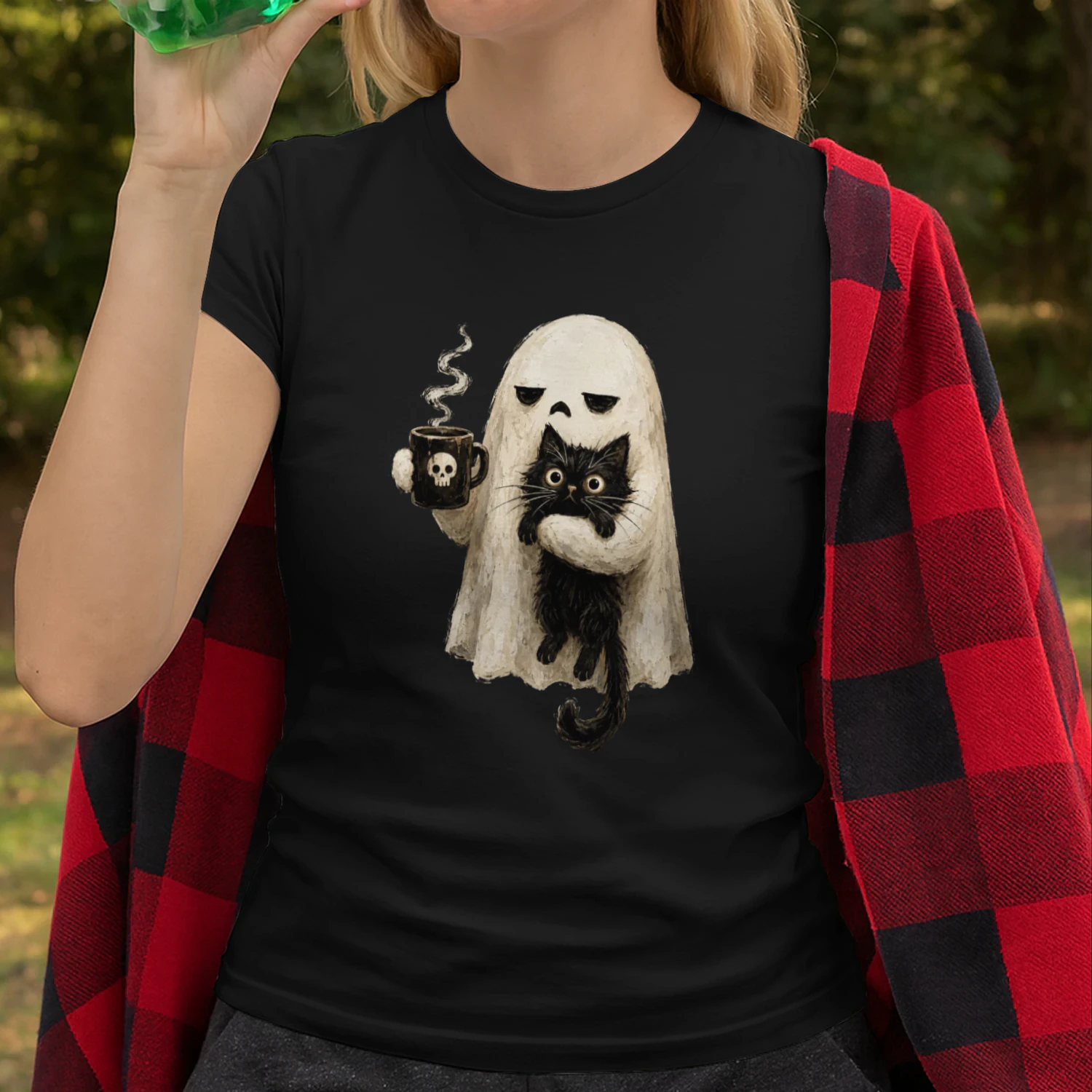 Ghost Black Cat Halloween Design