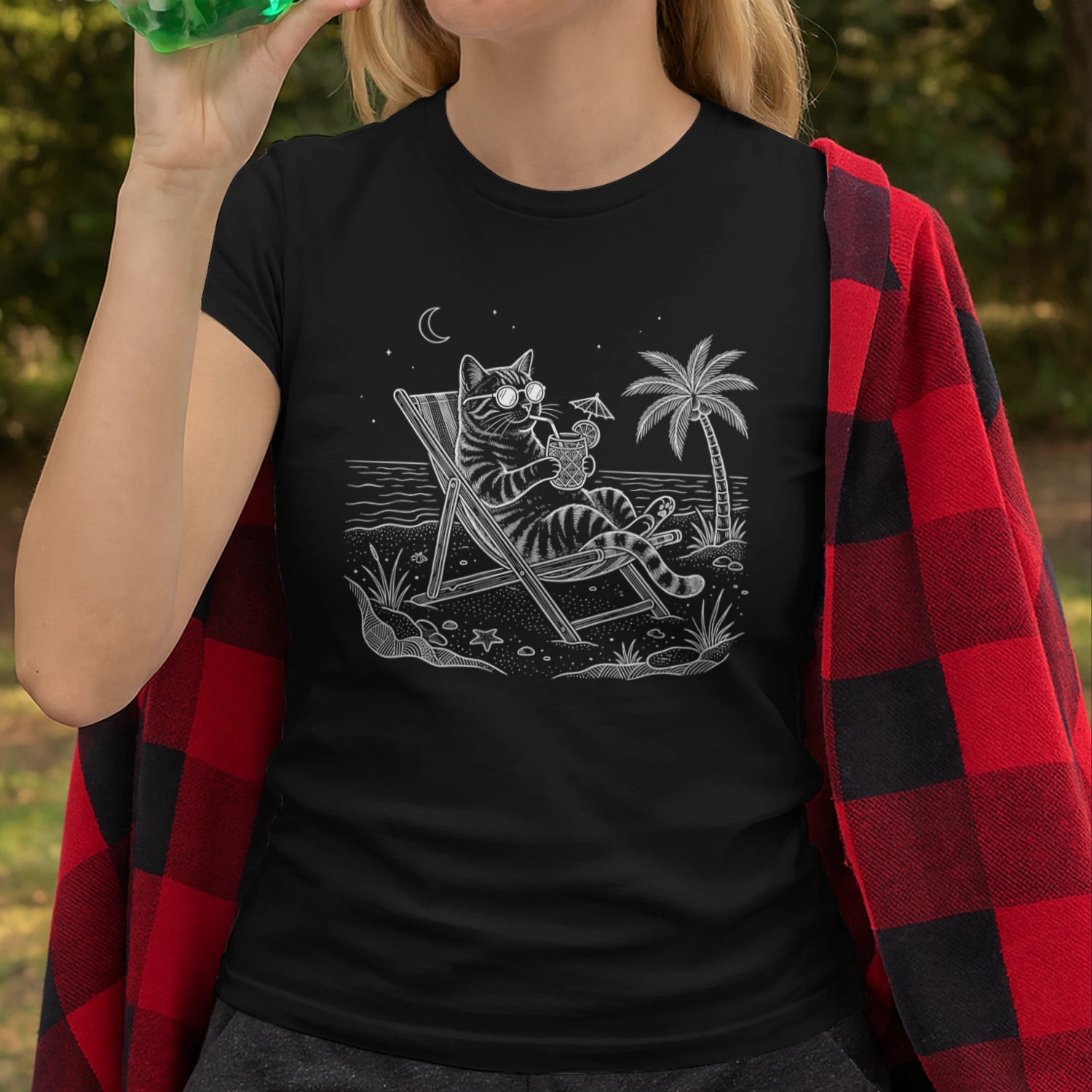 Cool Cat Beach Vacation Graphic T-Shirt