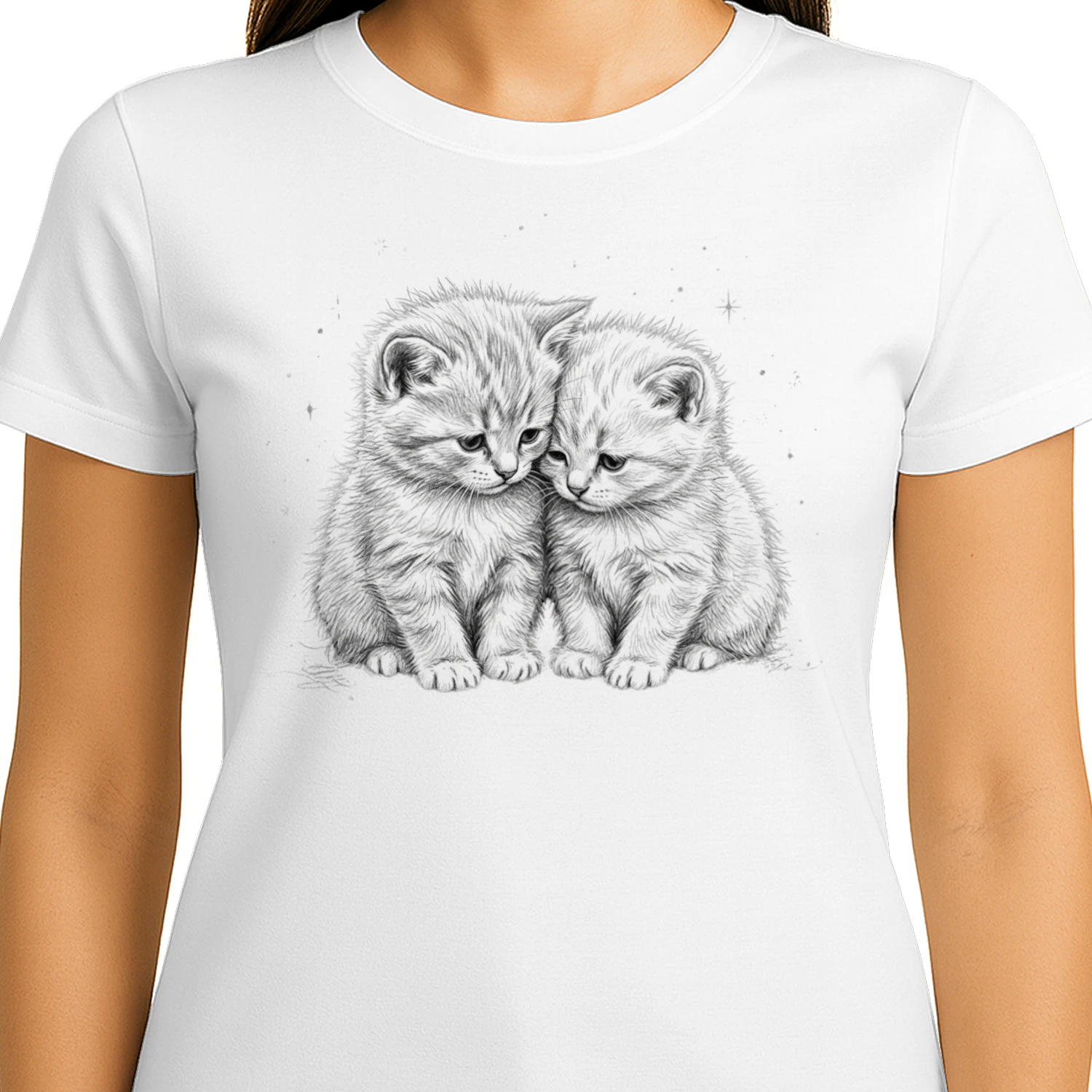 Cute Two Kittens Cuddling Graphic T-Shirt