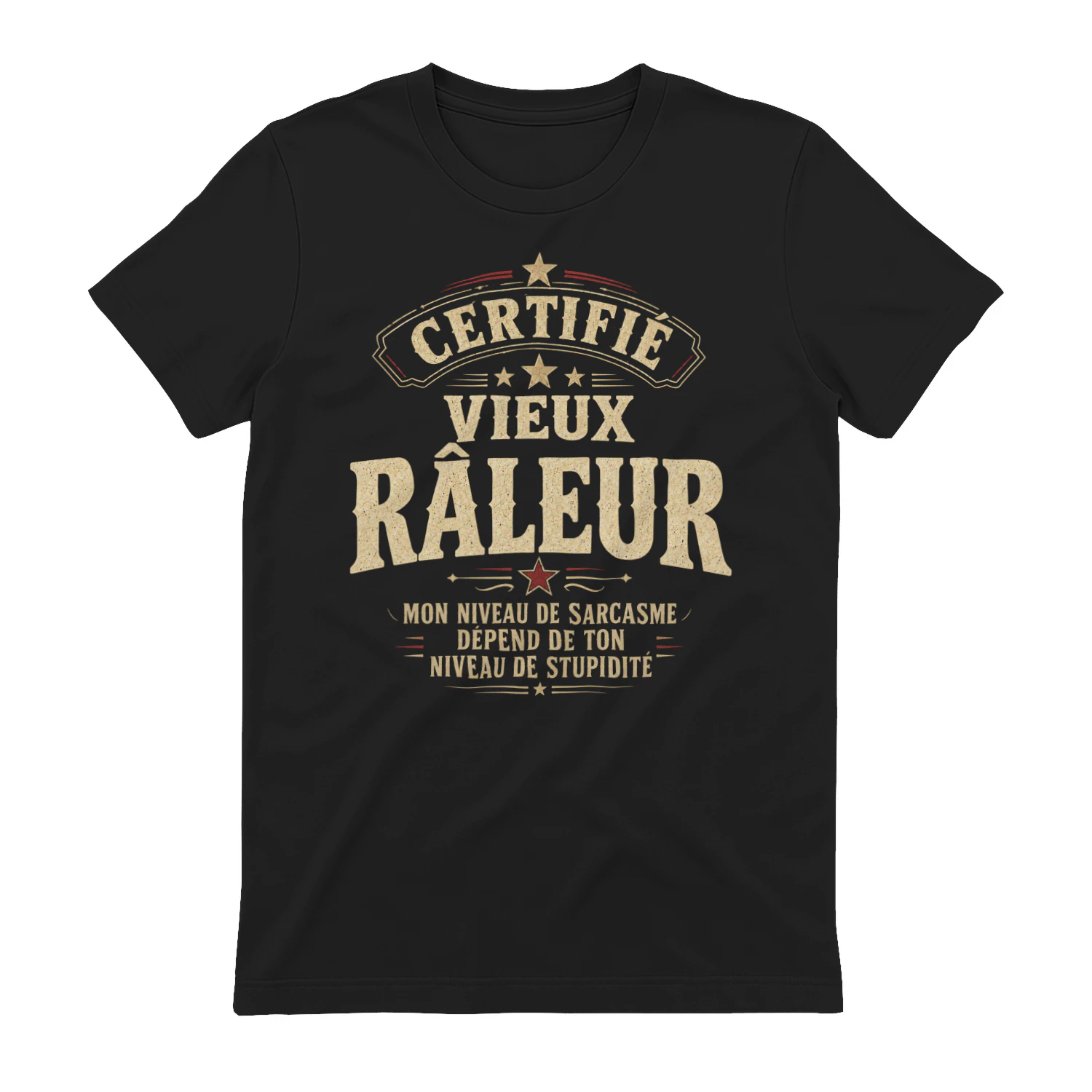 Certifié Vieux Râleur Mon Niveau De Sarcasme Dépend De Ton Niveau De Stupidité