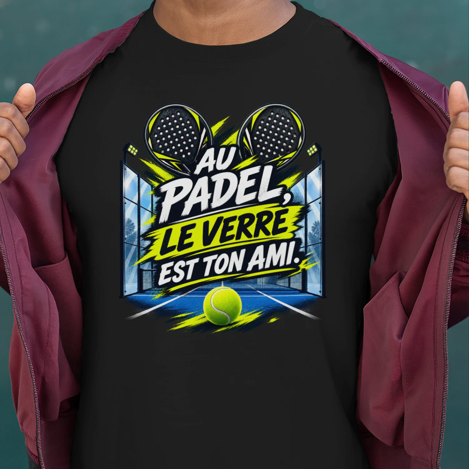 T-shirt Padel Unisexe – Au padel, le verre est ton ami