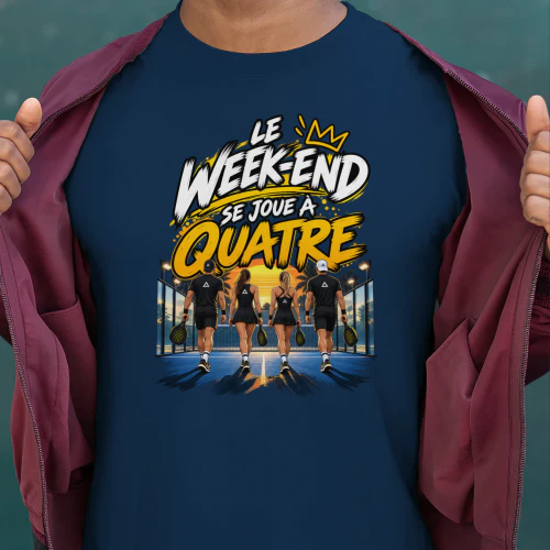 T-shirt Padel Unisexe – Le week-end se joue à quatre