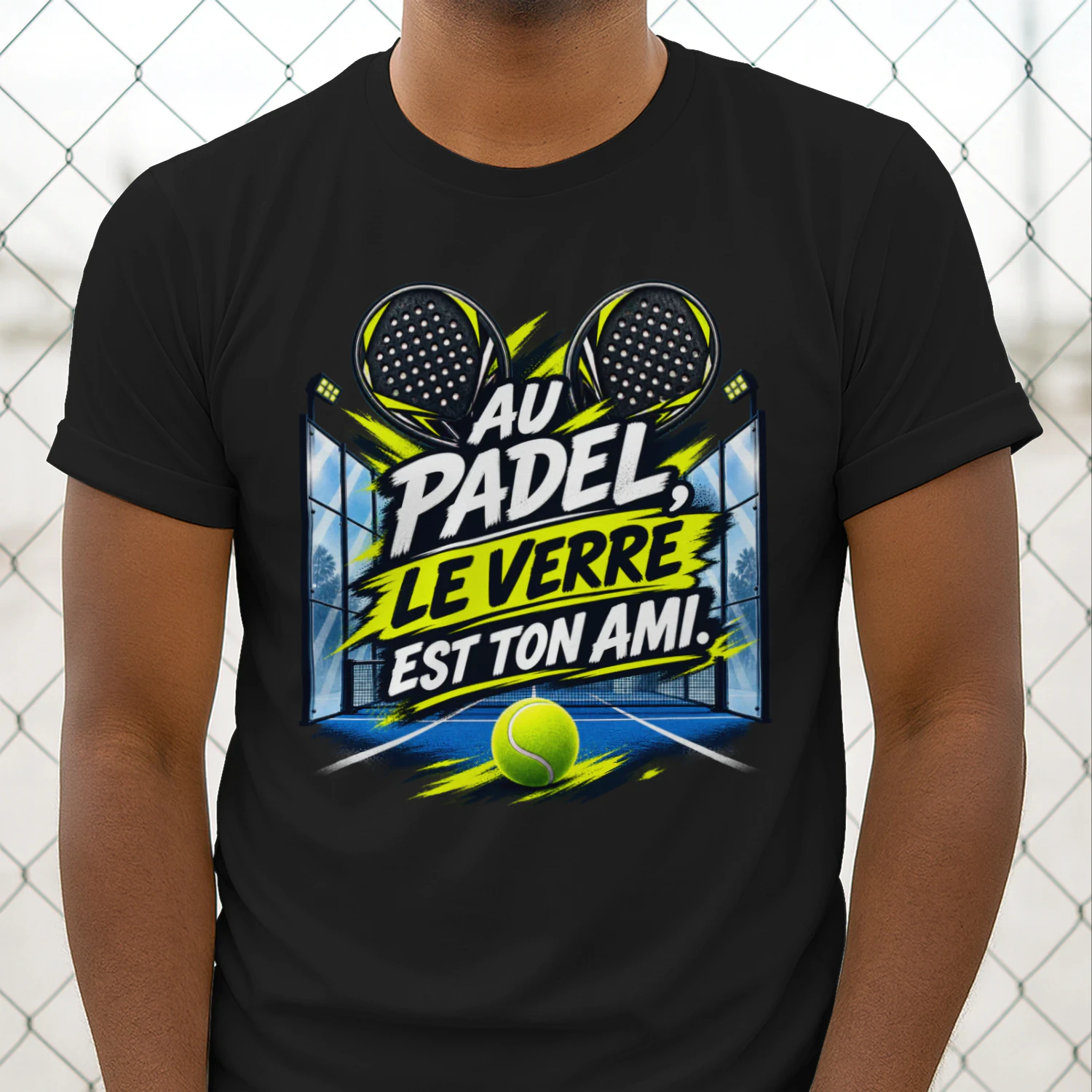 T-shirt Padel Unisexe – Au padel, le verre est ton ami