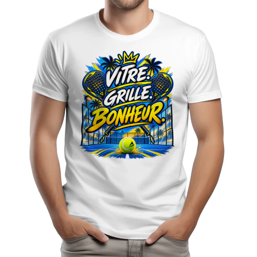 T-shirt Padel Unisexe – Vitre. Grille. Bonheur.