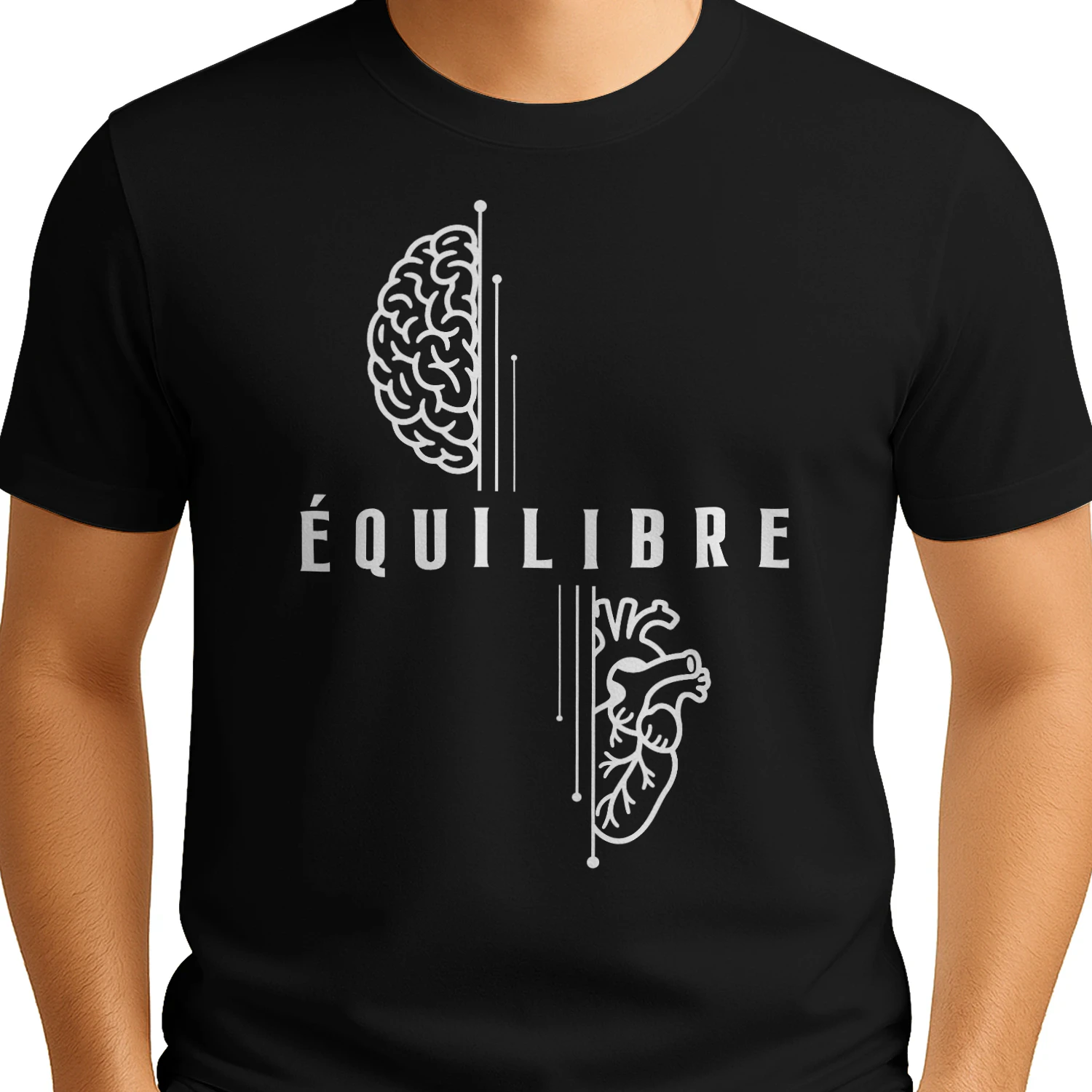 Équilibre entre le Cerveau et le Cœur - T-Shirt Minimaliste