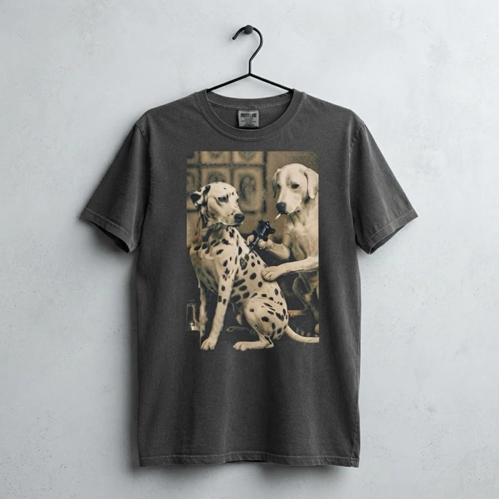 Retro Dalmatian Dog Tattoo Artist T-shirt