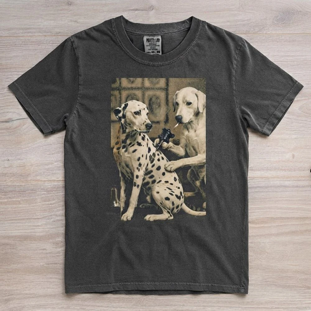 Retro Dalmatian Dog Tattoo Artist T-shirt