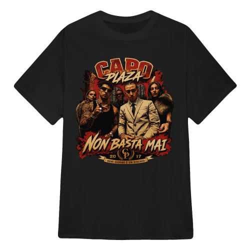 Capo Plaza Merch Non Basta Mai Gangster Vintage Graphic
